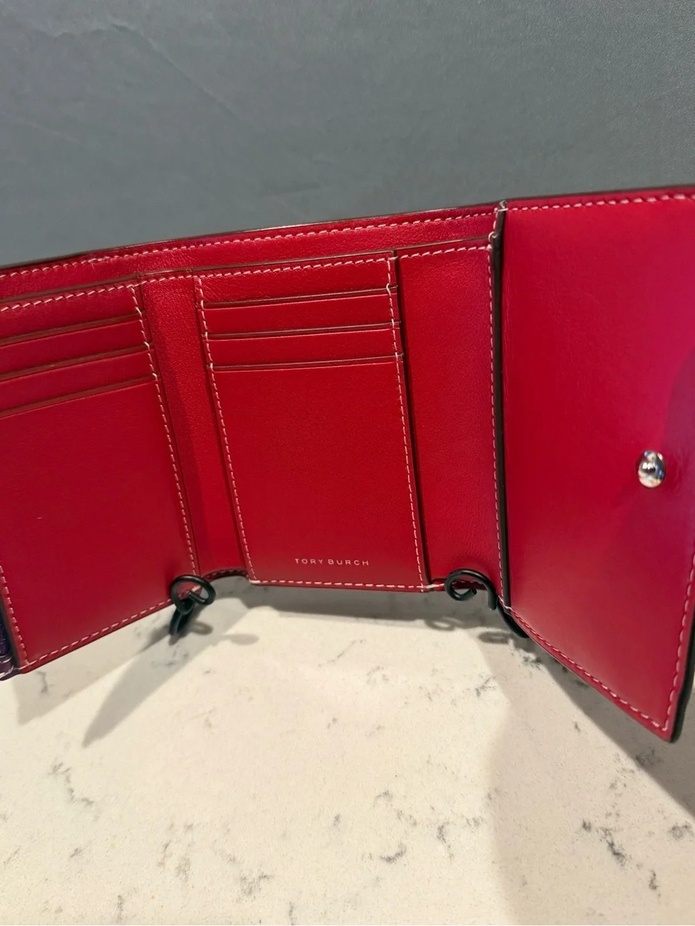 Purple Leather Turnlock Wallet